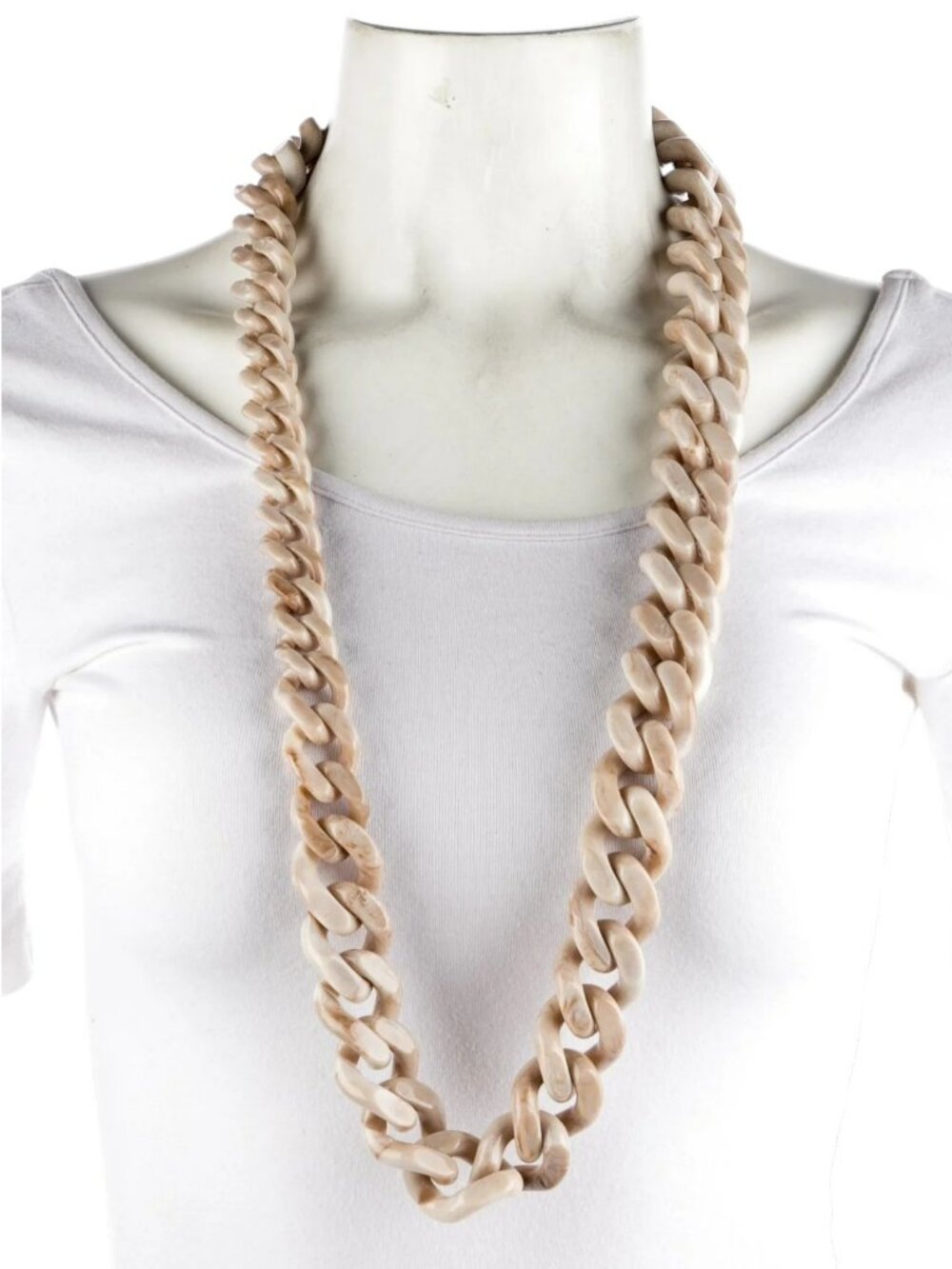 Max Mara Derna Chunky Resin Chain Necklace | Ivory / Champagne